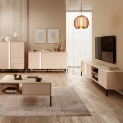 Mobile porta TV 203x54h cm 3 ante 2 vani moderno beige Melly