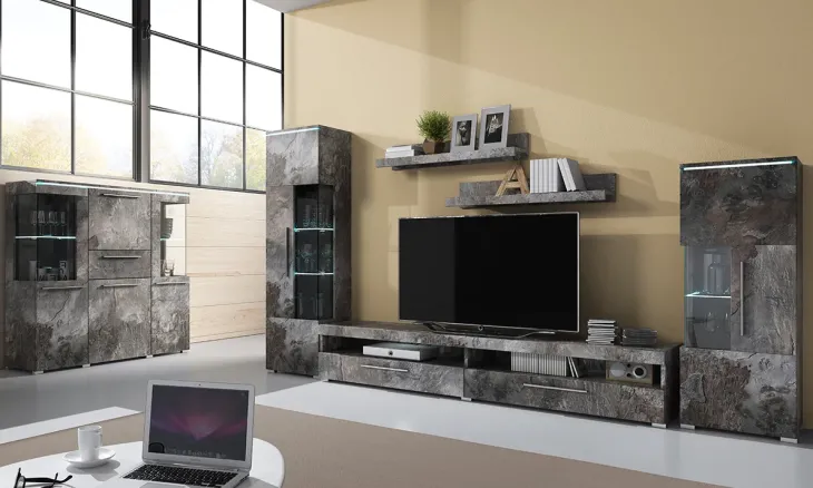 Mobile porta TV 200x35h cm 2 cassetti ossido Frisk