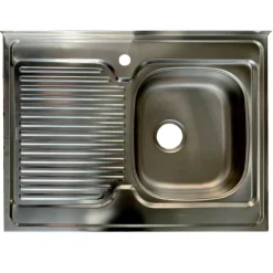 Mobile sottolavello cucina 80x86h cm multiuso con lavello 1 vasca destra acciaio inox rovere olmo Talise