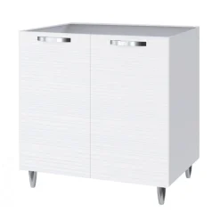 Mobile sottolavello cucina 80x86h cm multiuso con lavello 2 vasche acciaio inox bianco frassinato Talise
