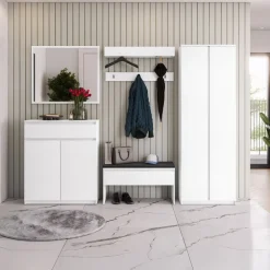 Panca scarpiera 92x50cm con imbottitura bianco Accent