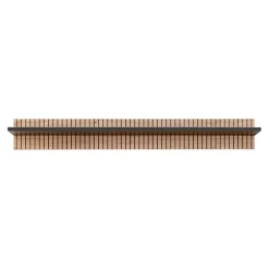 Parete attrezzata con biocamino 340x192h cm noce con stampa nera Mendes