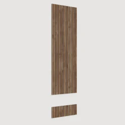 Parete attrezzata sospesa 276x260h cm con pannello cannettato grigio chiaro scuro rovere scuro Sunset Decor 1032