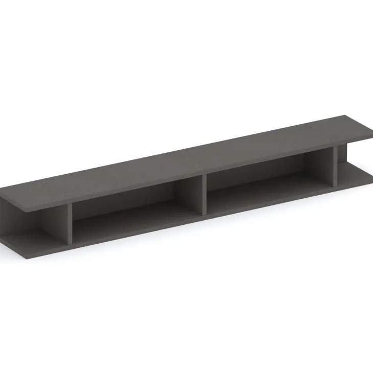 Parete attrezzata sospesa 193x188h cm cannettata ossido nero rovere scuro Sunset Decor 1038