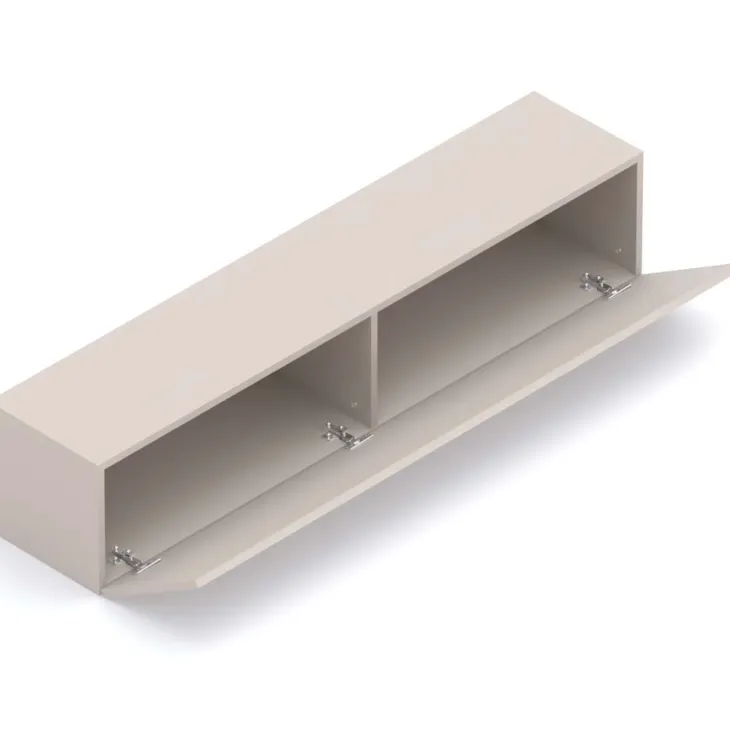 Parete attrezzata sospesa 292x180h cm con pannello cannettato beige rovere scuro Sunset Decor 1042