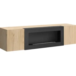 Parete attrezzata sospesa 260x170h cm con biocamino rovere Ignis 5 Gihome®