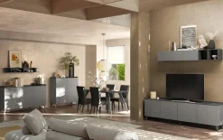 Parete attrezzata 241x165h cm grigio scuro antracite Jonson