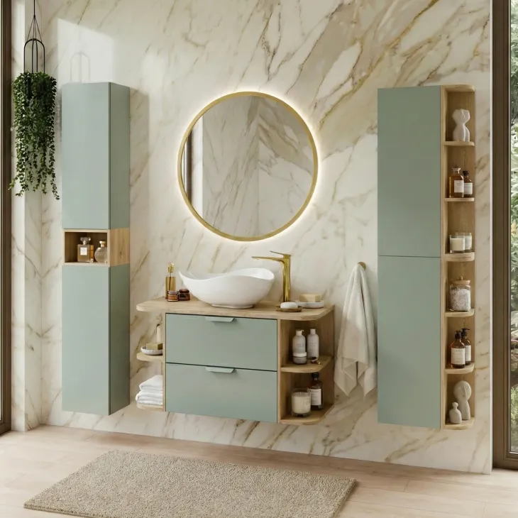 Pensile bagno sospeso 30x80h cm 1 anta verde salvia Speranza