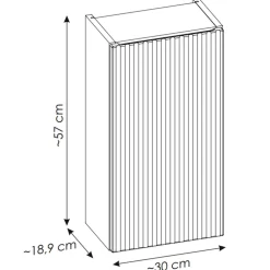 Pensile bagno sospeso 30x57h cm cannettato 1 anta bianco Cleany