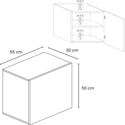 Pensile cubo sospeso bagno 55x50h cm 1 anta reversibile ossido nero Sunset