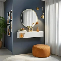 Pensile orizzontale 138x29h cm 1 anta taglio obliquo reversibile bianco lucido Sunset