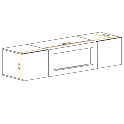 Pensile sospeso con biocamino 160x40h cm beige cashmere Ignis 1 Gihome®