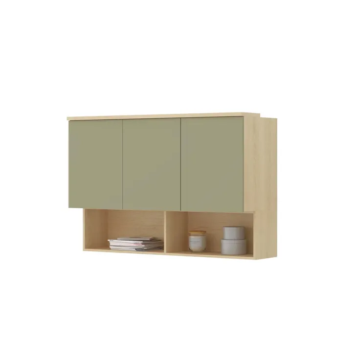 Pensile sospeso 126x83h cm 3 ante reversibili verde salvia rovere Elvira