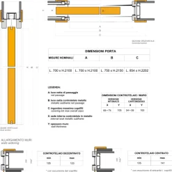 Porta battente reversibile per interni 70x210h cm bianco frassinato Niagara