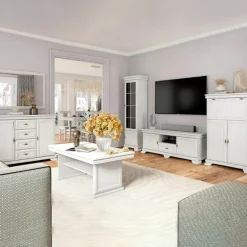 Scrivania 148x60cm shabby 3 cassetti bianco frassinato Kelly