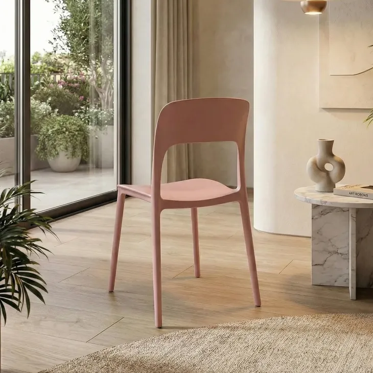 Sedia da pranzo impilabile moderna polipropilene rosa Halyard-C