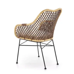 Sedia da pranzo moderna in rattan marrone Polla