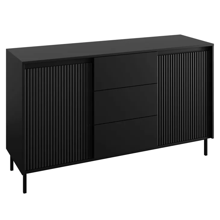 Set mobili soggiorno completo design cannettato nero Strike