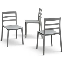 Set 4 sedie sala da pranzo impilabili moderne in polipropilene grigio Nature