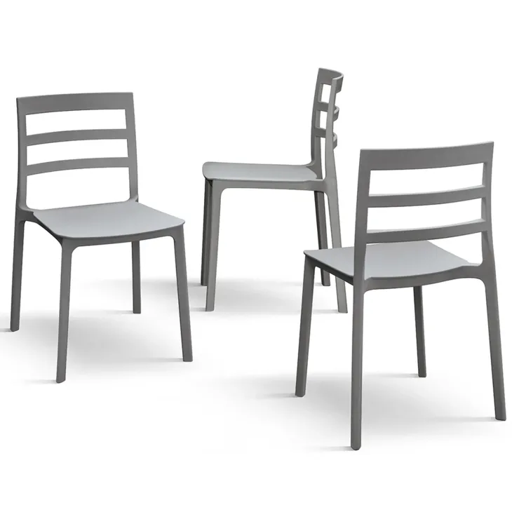 Set 4 sedie sala da pranzo impilabili moderne in polipropilene grigio Nature