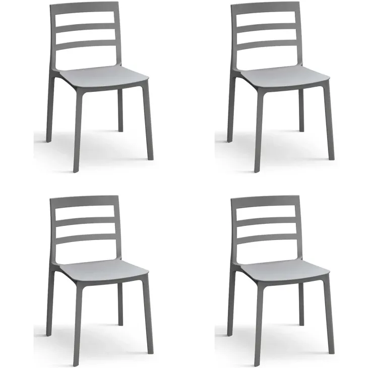 Set 4 sedie sala da pranzo impilabili moderne in polipropilene grigio Nature
