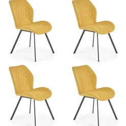 Set 4 sedie sala da pranzo moderne imbottite in tessuto giallo senape Raven