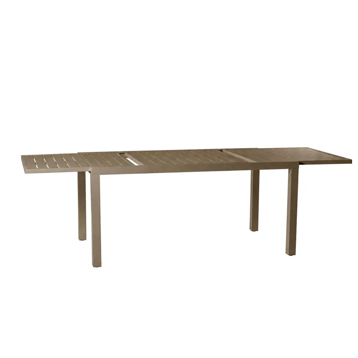 Set tavolo da giardino allungabile 160/240cm tortora + 4 sedie con braccioli tondi tortora Brezza