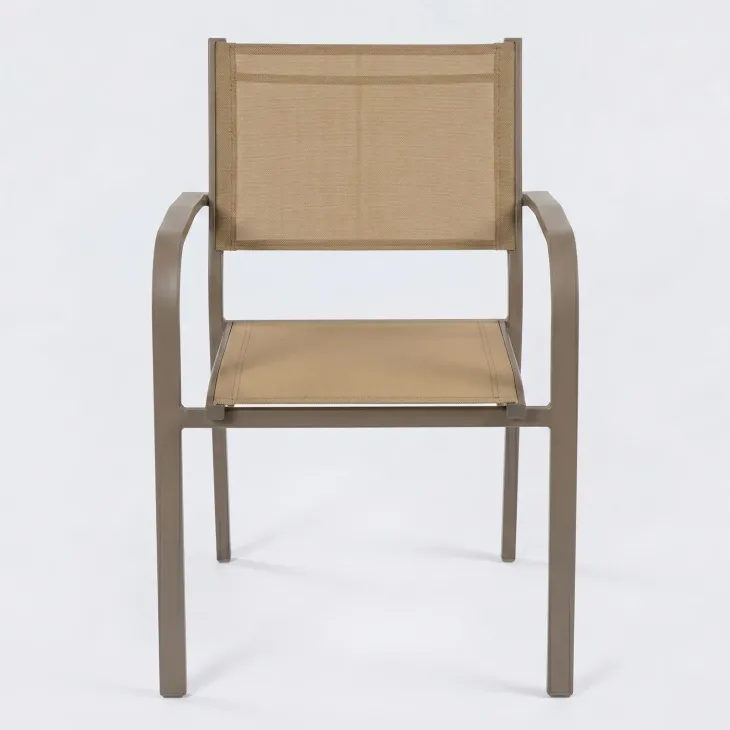 Set tavolo da giardino allungabile 160/240cm tortora + 4 sedie con braccioli tondi tortora Brezza