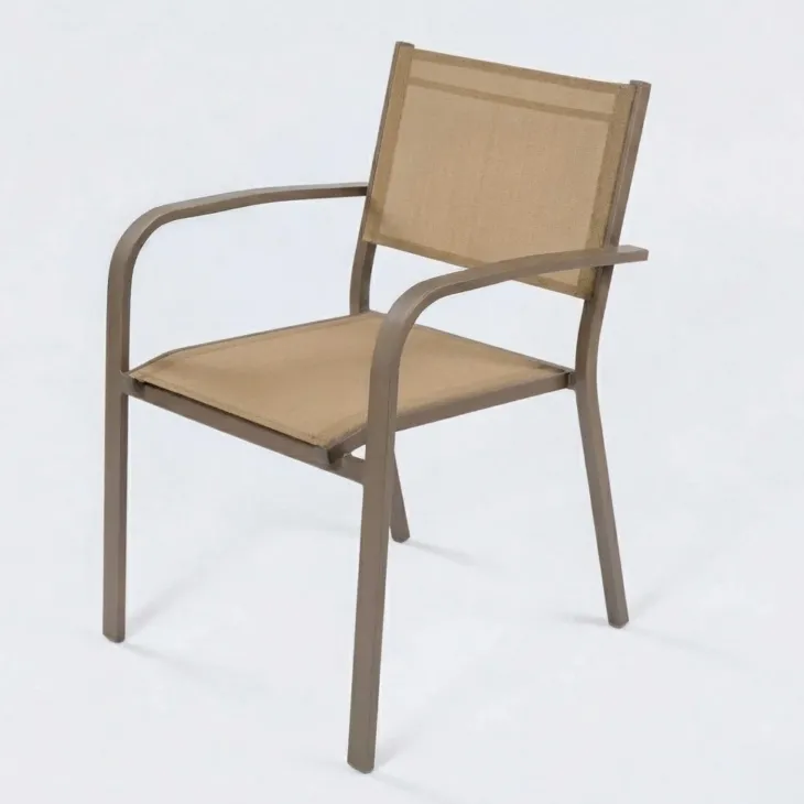 Set tavolo da giardino allungabile 160/240cm tortora + 4 sedie con braccioli tondi tortora Brezza