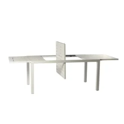 Set tavolo da giardino allungabile 160/240cm bianco + 4 sedie con braccioli tondi bianco Brezza