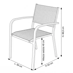 Set tavolo da giardino allungabile 200/300cm bianco + 6 sedie con braccioli tondi bianco Brezza