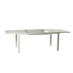 Set tavolo da giardino allungabile 160/240cm bianco + 4 sedie con braccioli quadrati bianco Brezza
