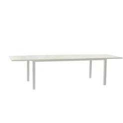 Set tavolo da giardino allungabile 200/300cm bianco + 6 sedie con braccioli quadrati bianco Brezza