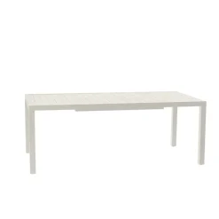 Set tavolo da giardino allungabile 200/300cm bianco + 6 sedie con braccioli quadrati bianco Brezza