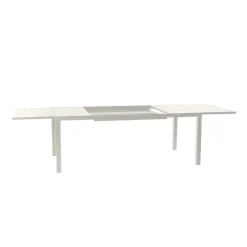 Set tavolo da giardino allungabile 200/300cm bianco + 6 sedie con braccioli quadrati bianco Brezza
