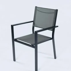 Set tavolo da giardino allungabile 200/300cm antracite + 6 sedie con braccioli quadrati antracite Brezza