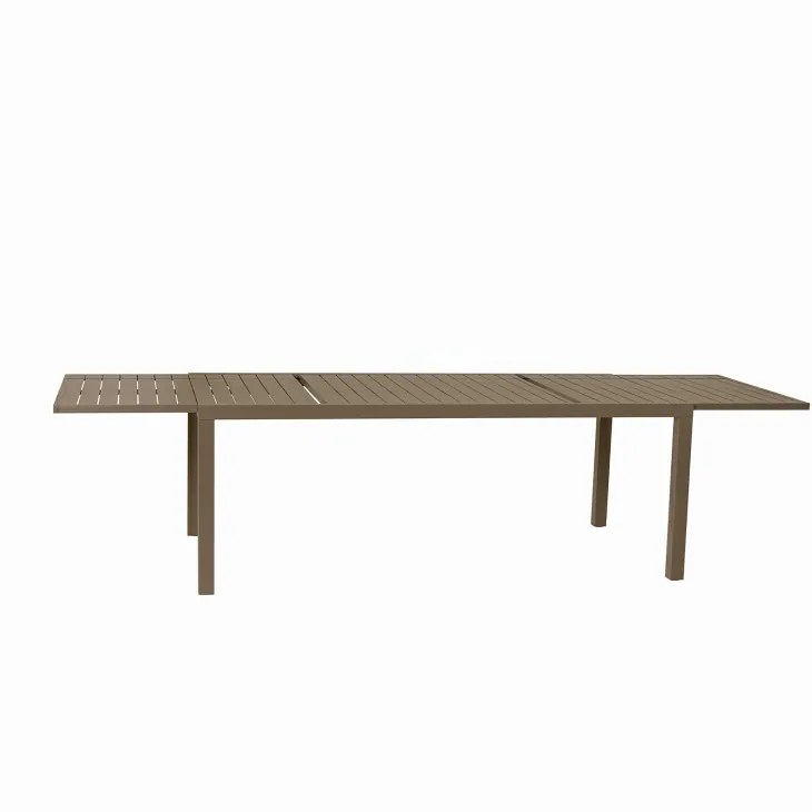 Set tavolo da giardino allungabile 200/300cm tortora + 4 sedie con braccioli quadrati tortora Brezza
