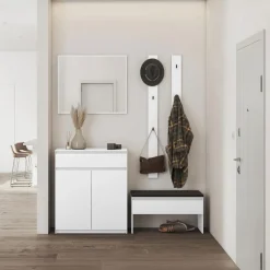Specchio ingresso da parete 92x77cm bianco Accent