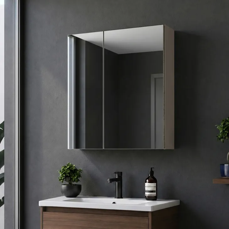 Specchio mobile contenitore 60x65cm grigio Serif