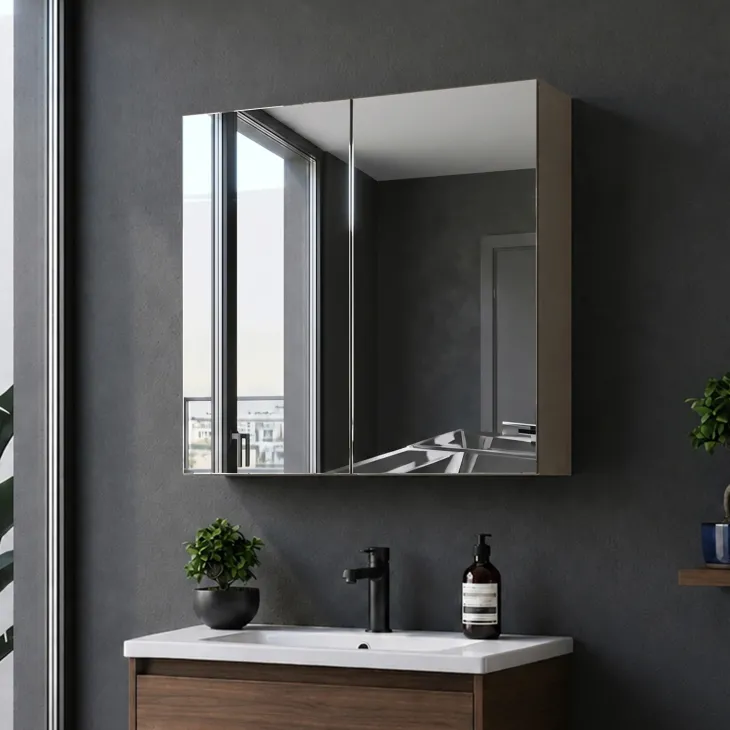 Specchio mobile contenitore 80x65cm grigio Serif