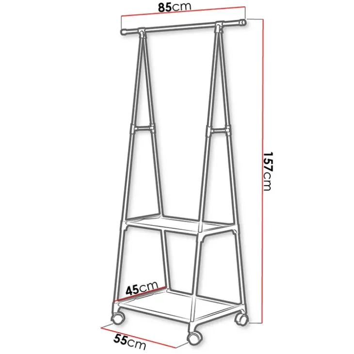 Stand appendiabiti 85x157h cm con ruote moderno nero Dustin