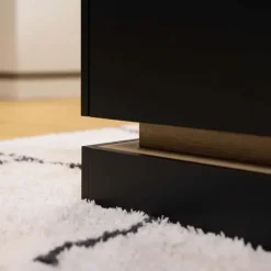 Tavolino da salotto 97x60cm 4 ante a ribalta nero rovere Rhea