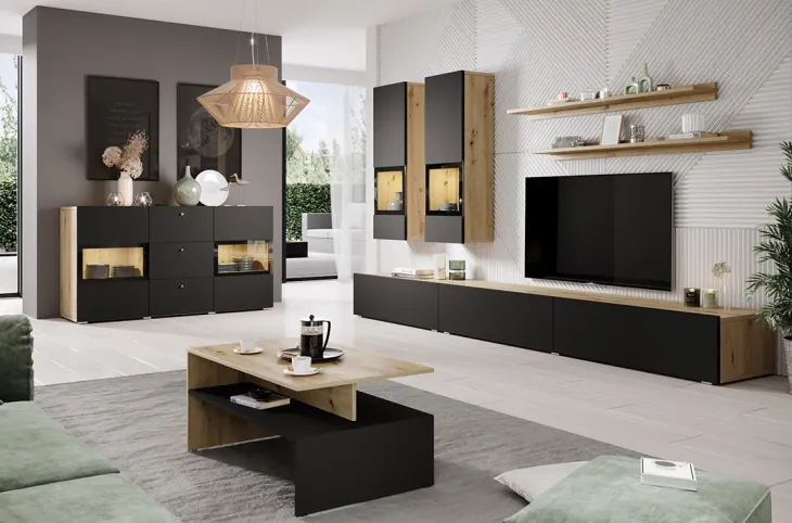 Tavolino da salotto 100x60cm rovere rustico nero Emotion Gihome®