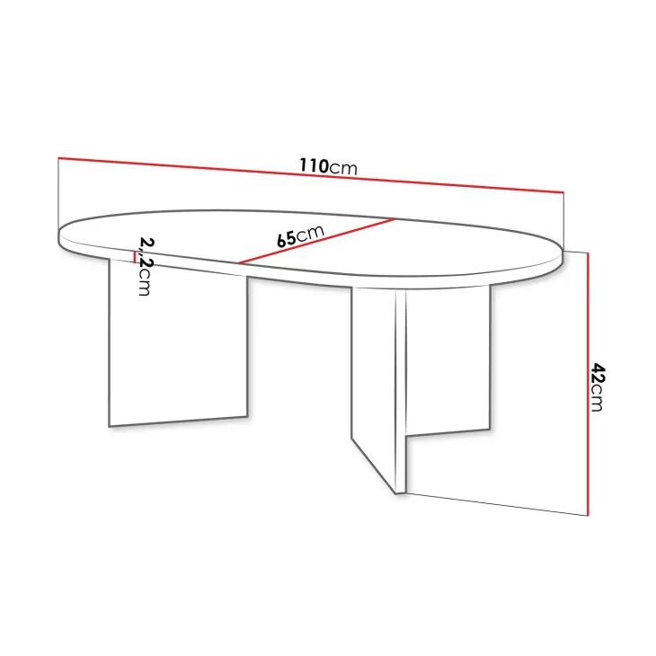 Tavolino da salotto 110x65cm rovere Elden