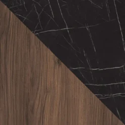Tavolino da salotto 97x60cm 2 vani a giorno piano effetto marmo nero noce Caliva