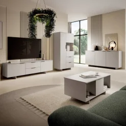 Tavolino soggiorno 100x55cm 2 ante beige cashmere Stone