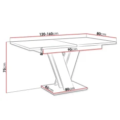 Tavolo allungabile moderno 120/160cm nero lucido Coroline