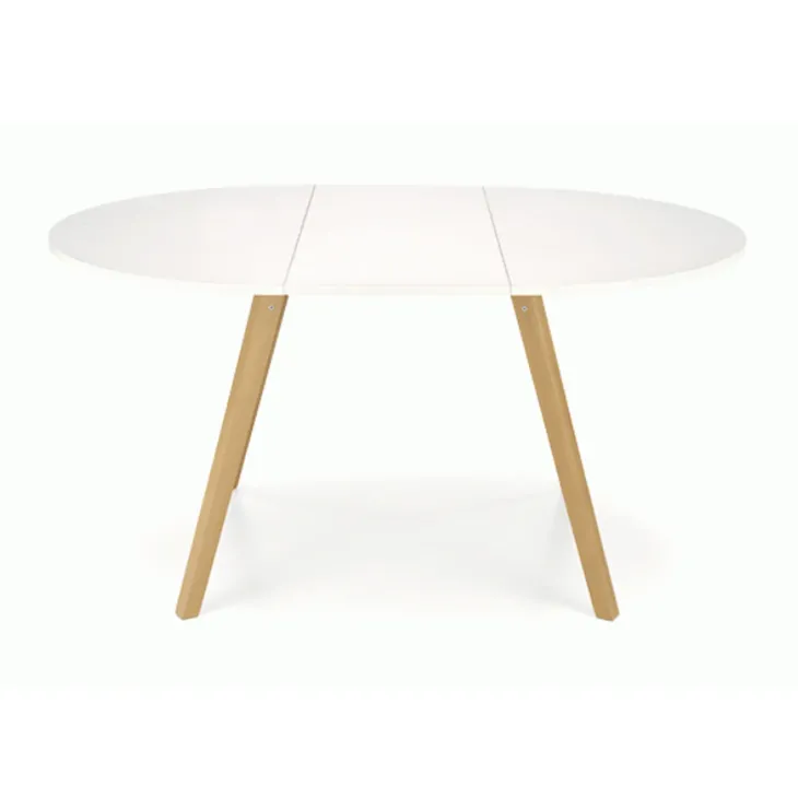 Tavolo 102/142cm allungabile rotondo bianco opaco rovere Medina