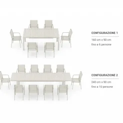 Tavolo da giardino allungabile 160/240x90cm in alluminio antracite Brezza