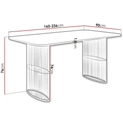 Tavolo da pranzo allungabile 160/236x90 cm industrial nero metallo nero Hexa